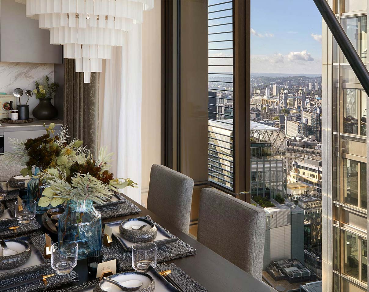 Dining area of two-bed apartment