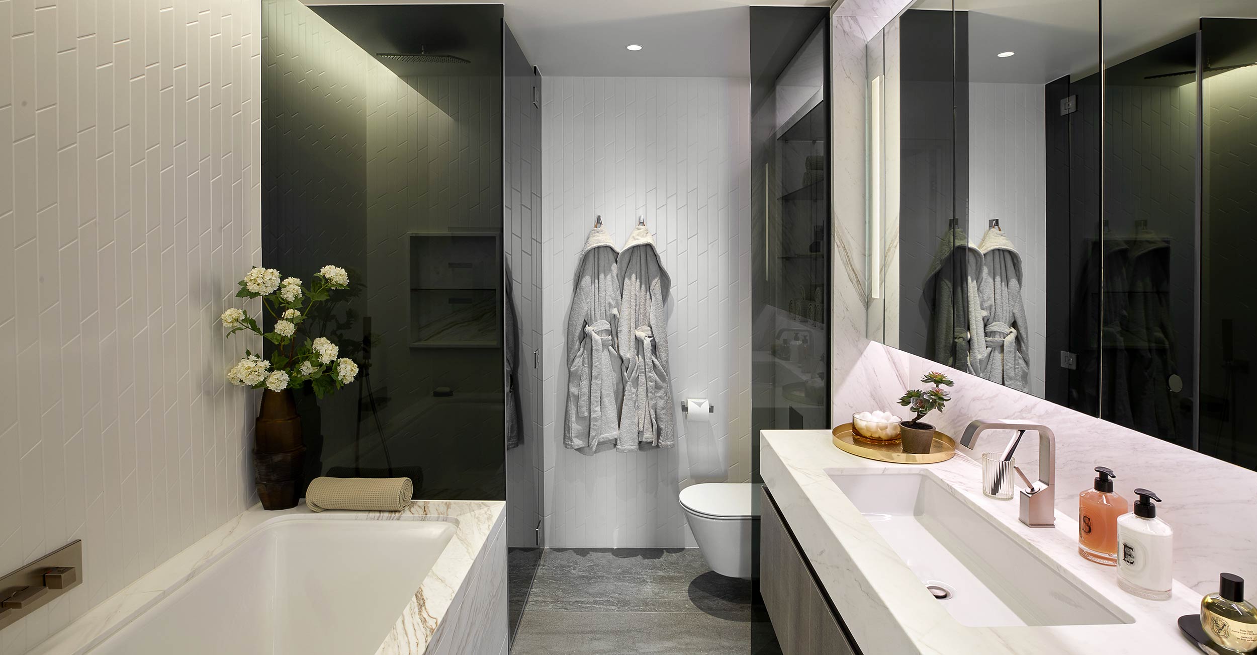 Bathroom suite of two-bed apartment